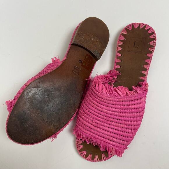 L. Autre Chose Pink Straw Slides Size 8.5 - Picture 4 of 6